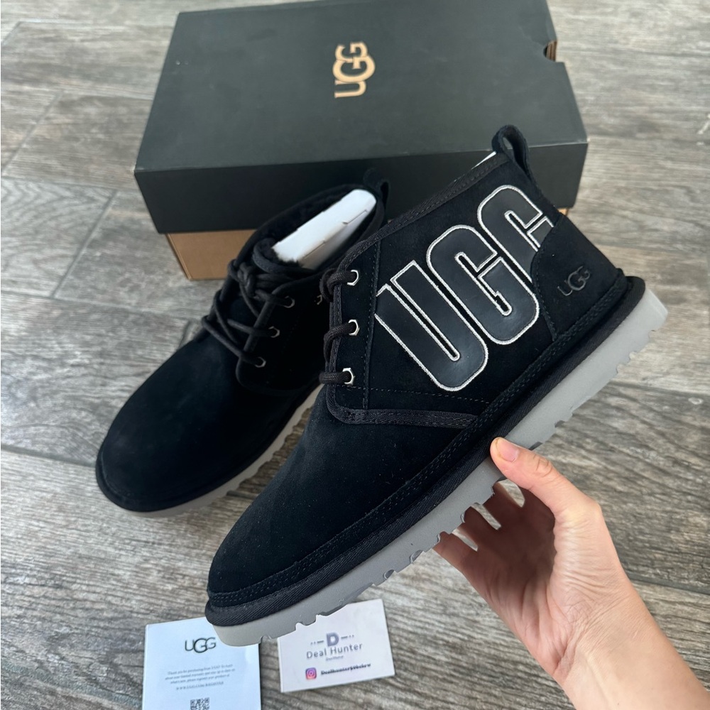 Brand New UGG Neumel Graphic Men’s Boots “Black Grey Suede” - Picture 3 of 11